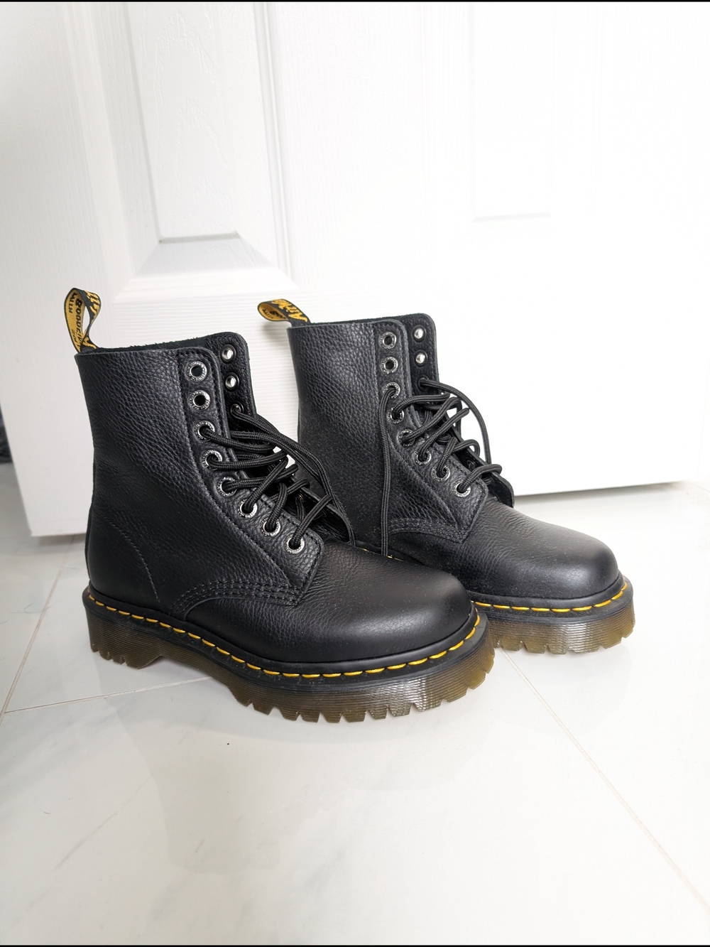 Dr. Martens Jadon Black Leather Platform Combat Boots